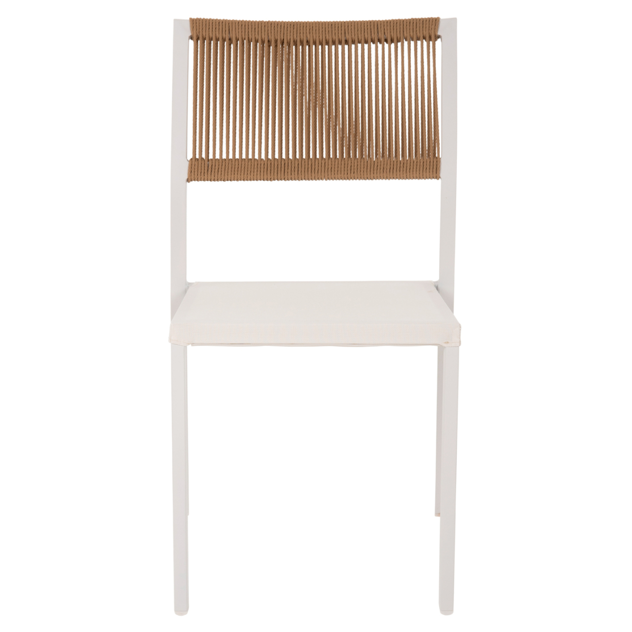 CHAIR ALUMINUM HM5921.02 WHITE FRAME AND TEXTLINE WITH BEIGE SYNTHETIC RATTAN 46x55,5x83Hcm. [3]