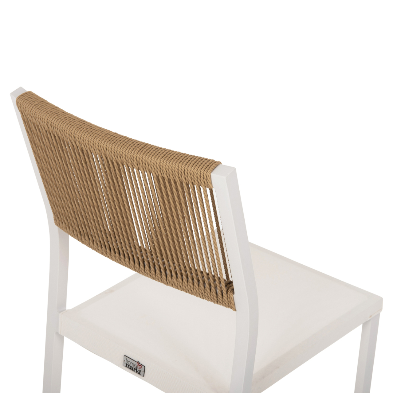 CHAIR ALUMINUM HM5921.02 WHITE FRAME AND TEXTLINE WITH BEIGE SYNTHETIC RATTAN 46x55,5x83Hcm. [8]