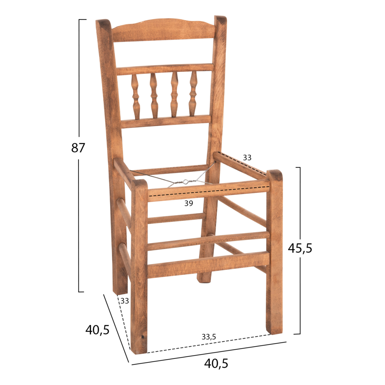 CHAIR CHOSEN HM8466.01 BEECH WOOD IMPREGNATED IN WALNUT COLOR 40.5x40.5x87Hcm.FRAME ONLY [2]