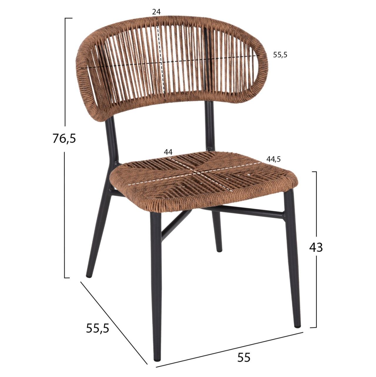 CHAIR EULO HM6049.03 ALUMINUM IN ANTHRACITE-SYNTHETIC RATTAN IN GREY 49x60x78Hcm [2]