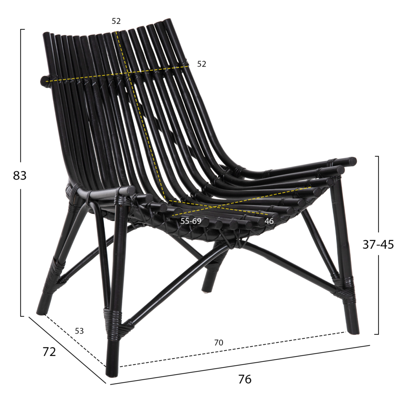 CHAIR FOR OUTDOORS CELLION HM9812.02 RATTAN POLES IN BLACK COLOR 76x72x83Hcm. [2]