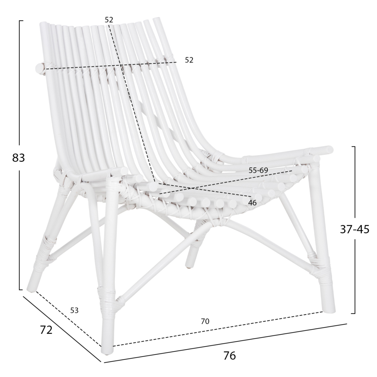 CHAIR FOR OUTDOORS CELLION HM9812.03 RATTAN POLES IN WHITE COLOR 76x72x83Hcm. [2]