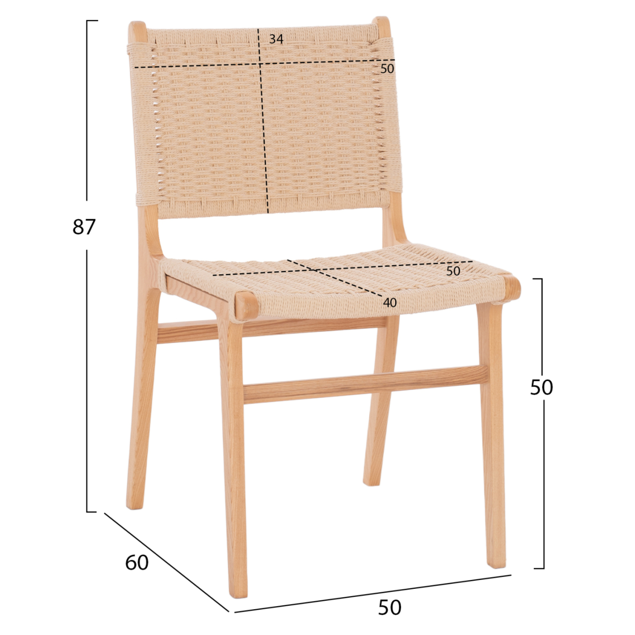 CHAIR HM9330.01 IGNACIO RUBBERWOOD KNITTED NATURAL ROPE 50X60X87H [2]