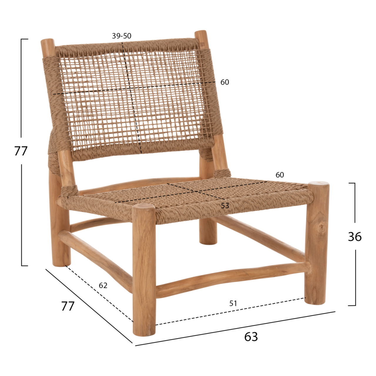 CHAIR INDOOR LONDER HM5986 TEAK WOOD AND SYNTHETIC RATTAN 63x77x77Hcm. [2]