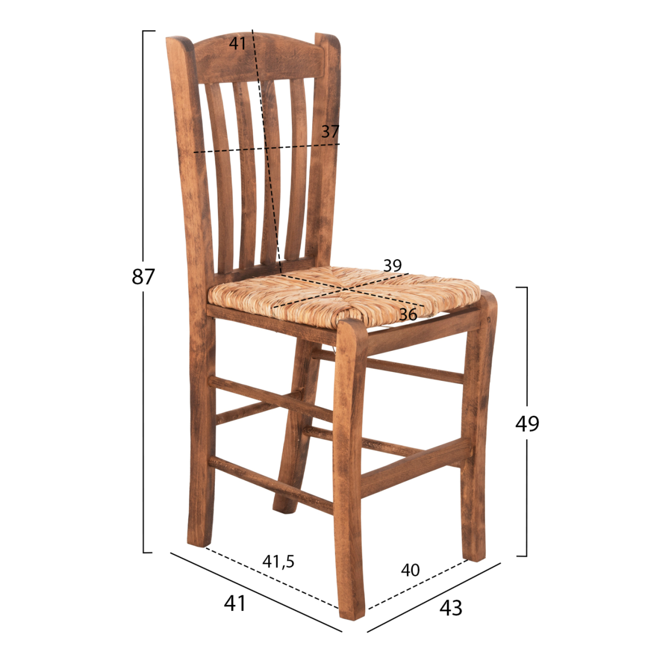CHAIR MONTE HM10383.01 BEECH WOOD IN WALNUT-SEAGRASS RUSH-MATT SEAT 43x41x87Hcm. [2]