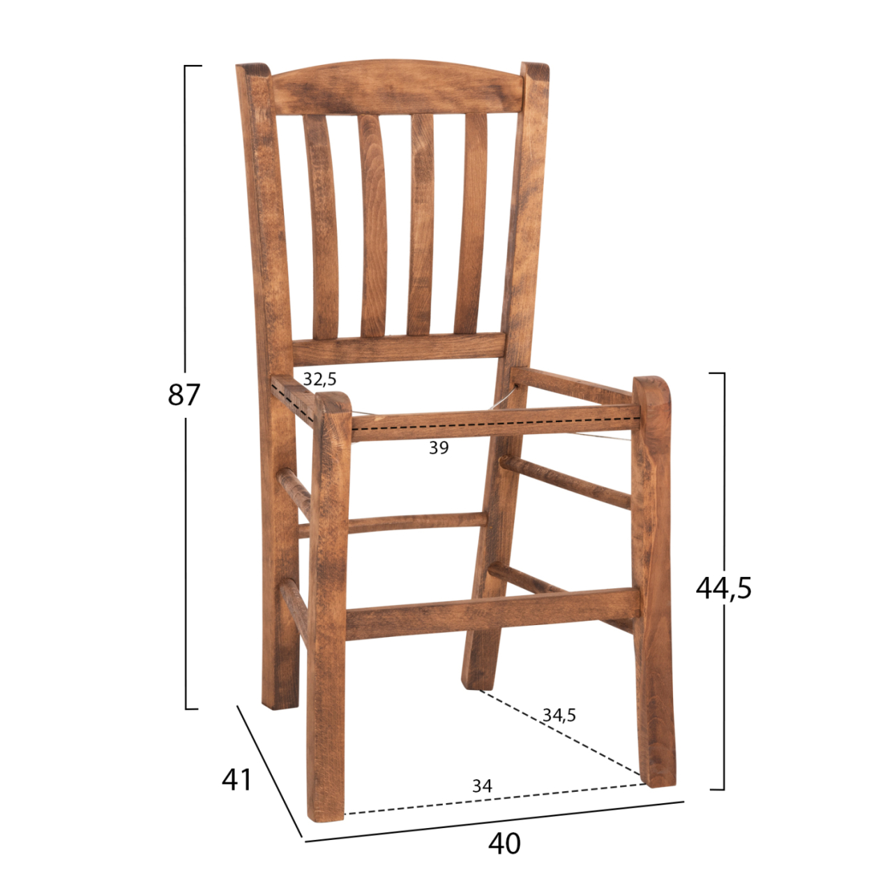 CHAIR MONTE HM5588.01 BEECH WOOD IMPREGNATED IN WALNUT COLOR 40x41x87Hcm.FRAME ONLY [2]