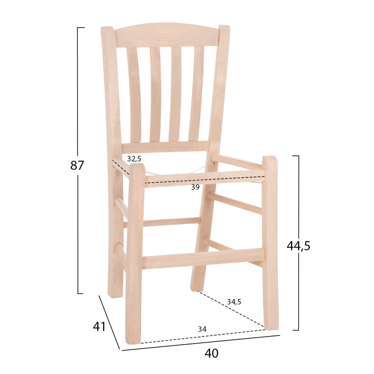 CHAIR MONTE HM5588.02 BEECH WOOD IMPREGNATED-UNPAINTED 40x41x87Hcm.FRAME ONLY [2]