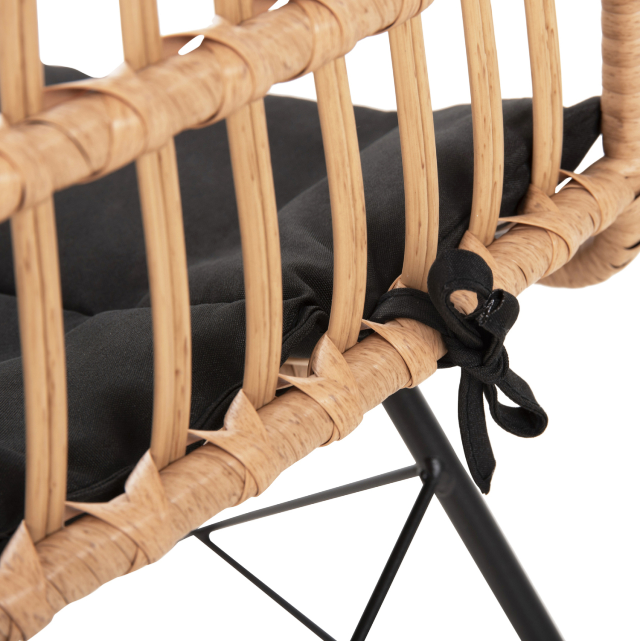 CHAIR OUTDOOR ALLEGRA HM5451.11 METAL and CUSHION BLACK- WICKER BEIGE 52x51.5x83.5Hcm. [9]