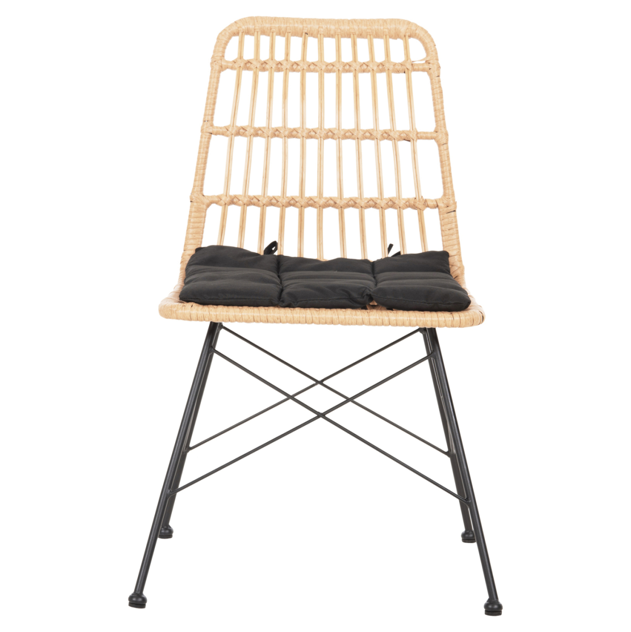 CHAIR OUTDOOR ALLEGRA HM5451.11 METAL and CUSHION BLACK- WICKER BEIGE 52x51.5x83.5Hcm. [3]