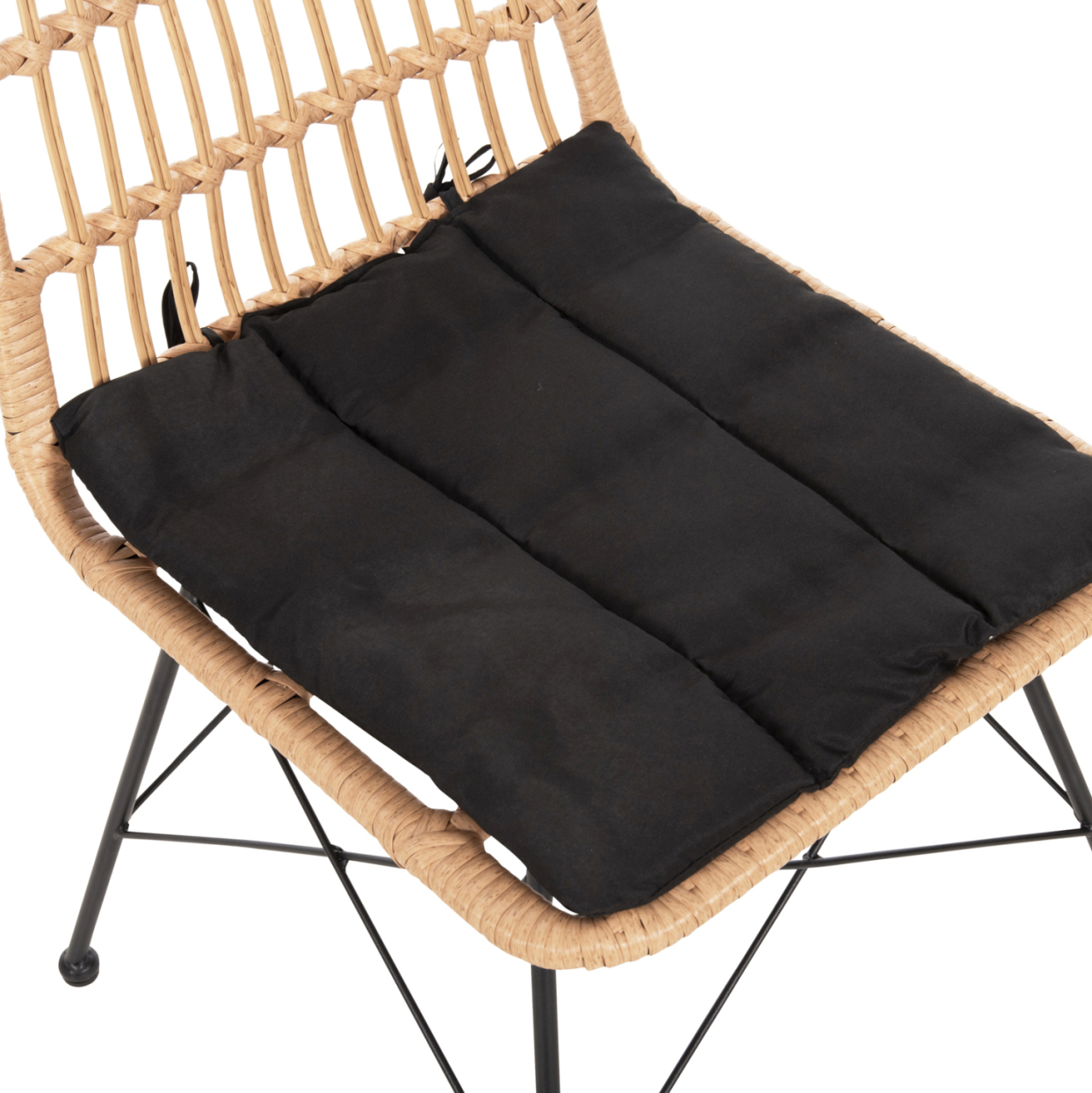 CHAIR OUTDOOR ALLEGRA HM5451.11 METAL and CUSHION BLACK- WICKER BEIGE 52x51.5x83.5Hcm. [8]