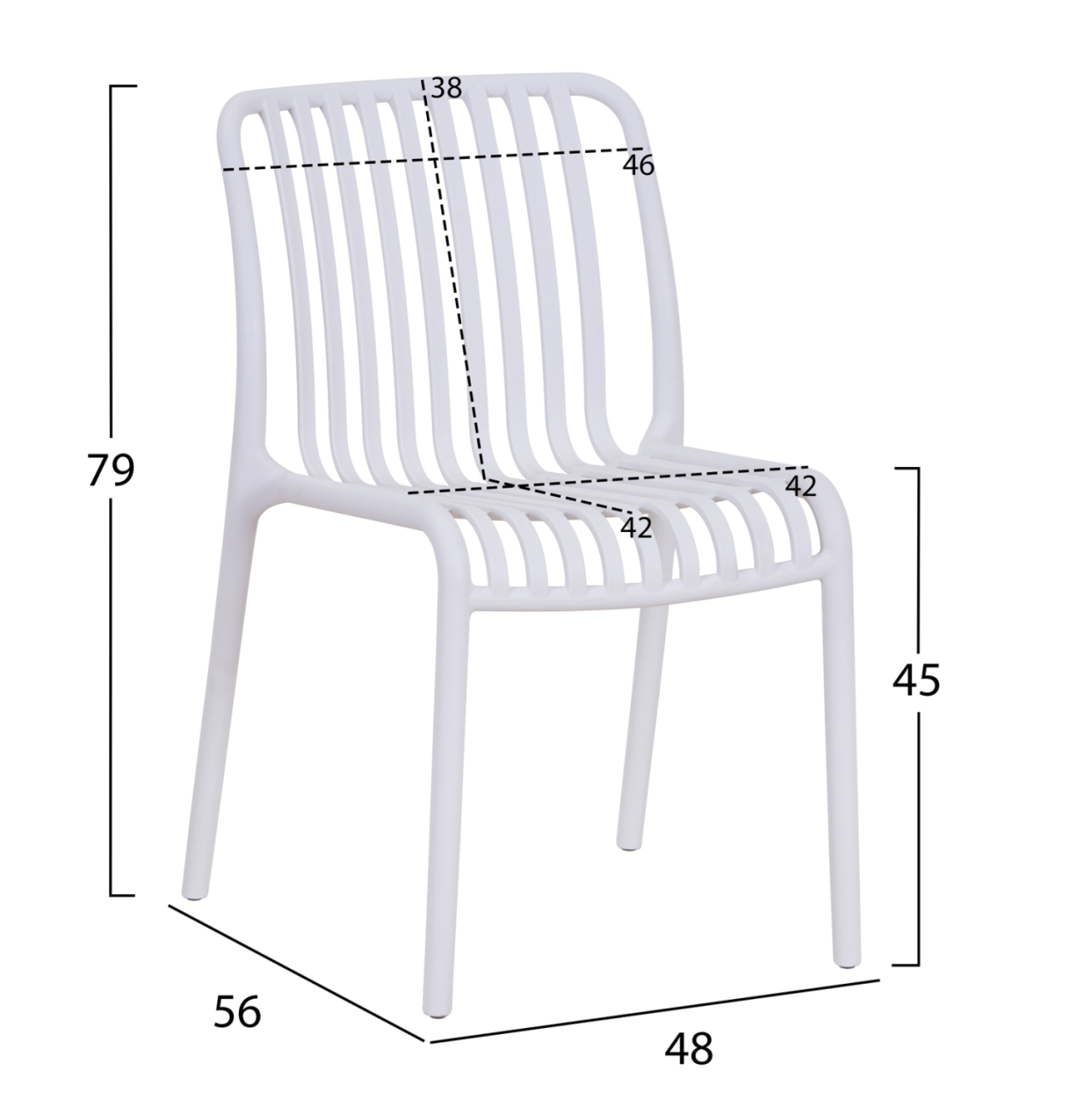 CHAIR OUTDOOR CONVEE HM6104.01 POLYPROPYLENE IN WHITE 48x56x79Hcm. [2]
