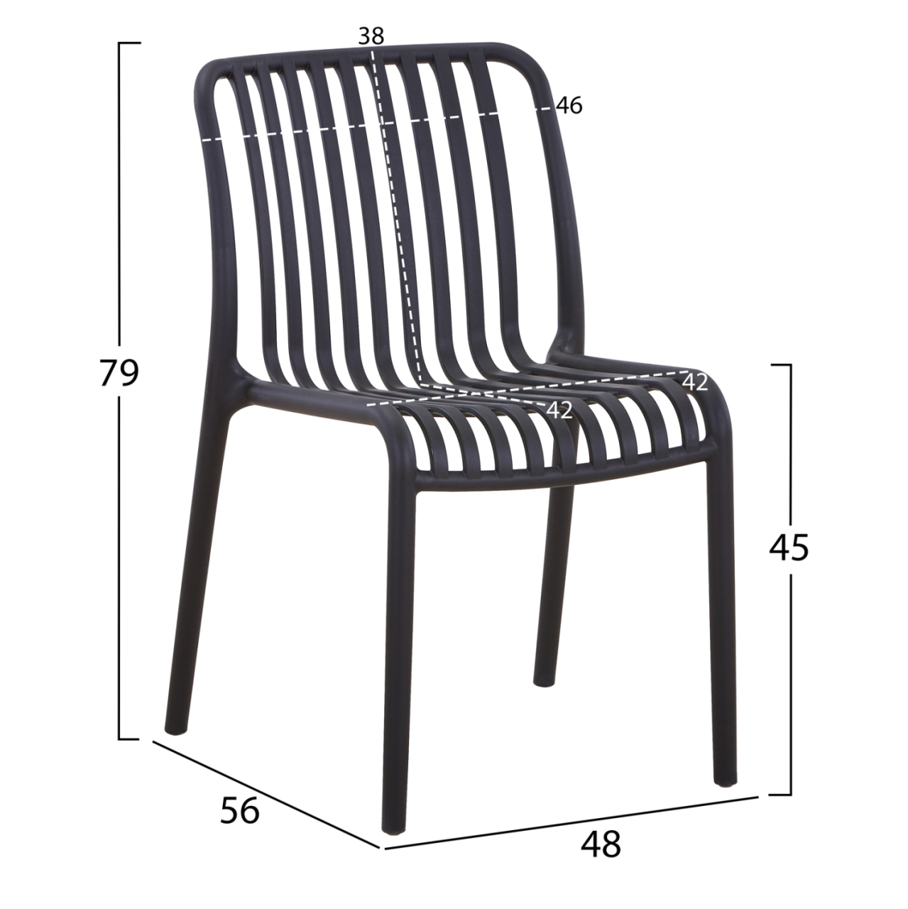 CHAIR OUTDOOR CONVEE HM6104.02 POLYPROPYLENE IN BLACK 48x56x79Hcm. [2]