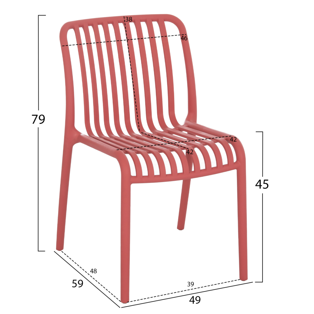 CHAIR OUTDOOR CONVEE HM6104.05 POLYPROPYLENE IN RED 48x56x79Hcm. [2]