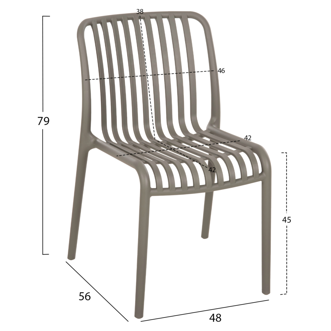 CHAIR OUTDOOR CONVEE HM6104.07 POLYPROPYLENE IN DARK OLIVE 48x56x79Hcm. [2]