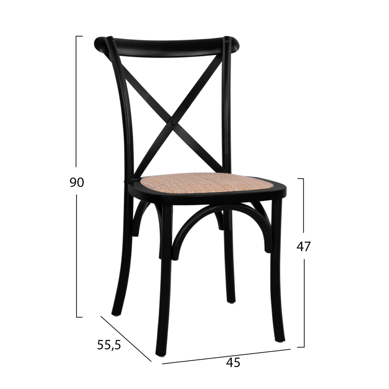 Chair Owen Stackable beech wood Black Matte with crossed back HM8575.02 45x55,5x90 cm [2]