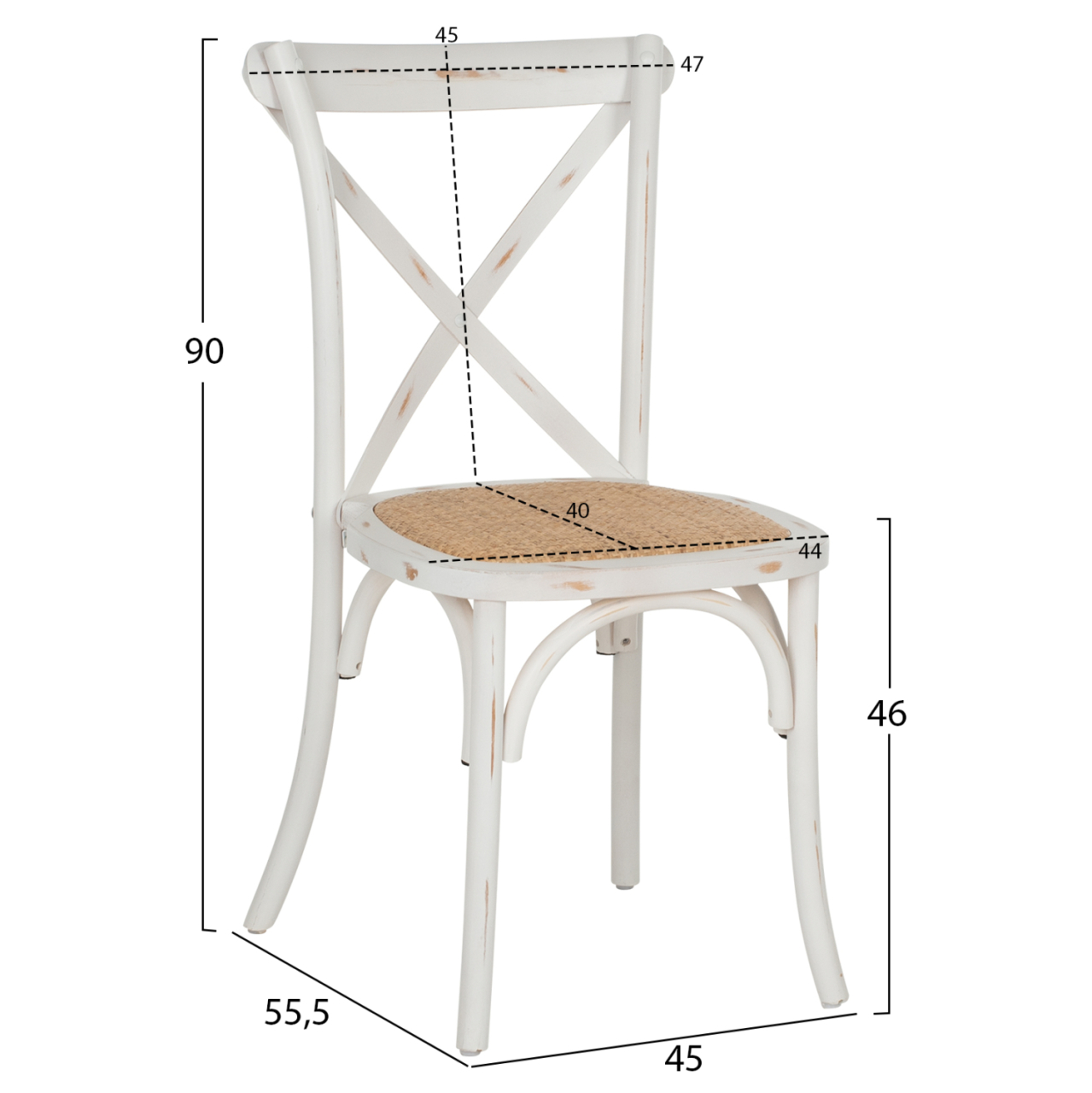 Chair Owen Stackable Wooden from Beech wood White Wash Color with crossed back HM8575.04 45x55,5x90 cm [2]