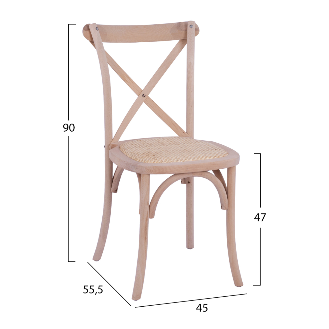Chair Owen Wooden Stackable from beech wood unpainted with crossed back HM8575.20 45x55,5x90 cm [2]