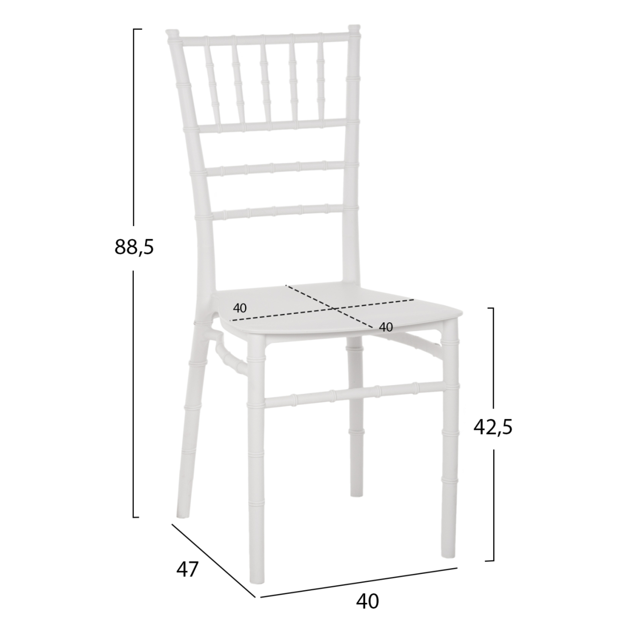 CHAIR POLYPROPYLENE CATERING HM8058.31 TIFFANY IN WHITE 39x46x88Υεκ. [2]