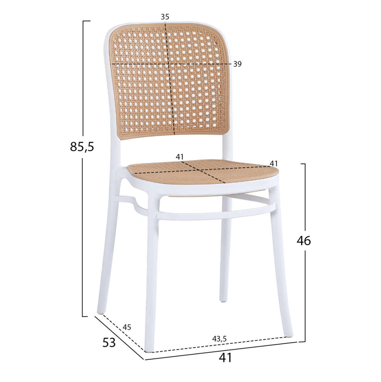 CHAIR POLYPROPYLENE FLOW HM5937.01 WHITE WITH BEIGE SEAT AND BACKREST 41x53x85.5Hcm. [2]