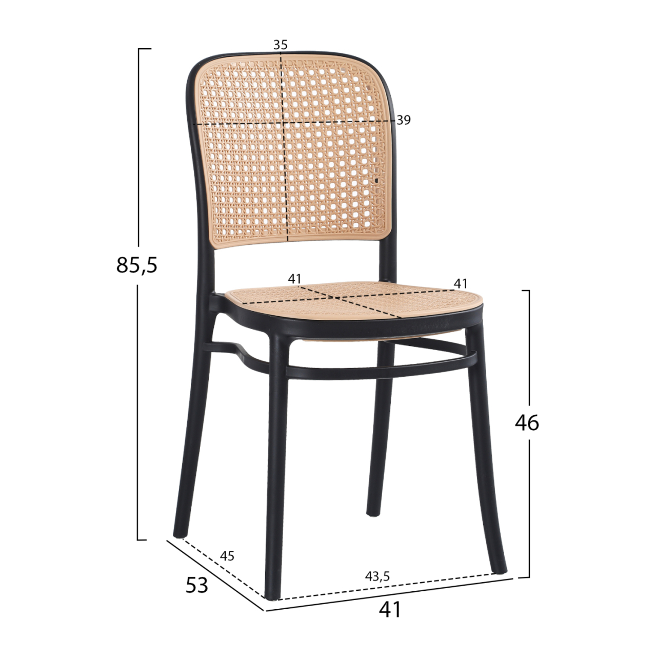 CHAIR POLYPROPYLENE FLOW HM5937.02 BLACK WITH BEIGE SEAT AND BACKREST 41x53x85.5Hcm. [2]