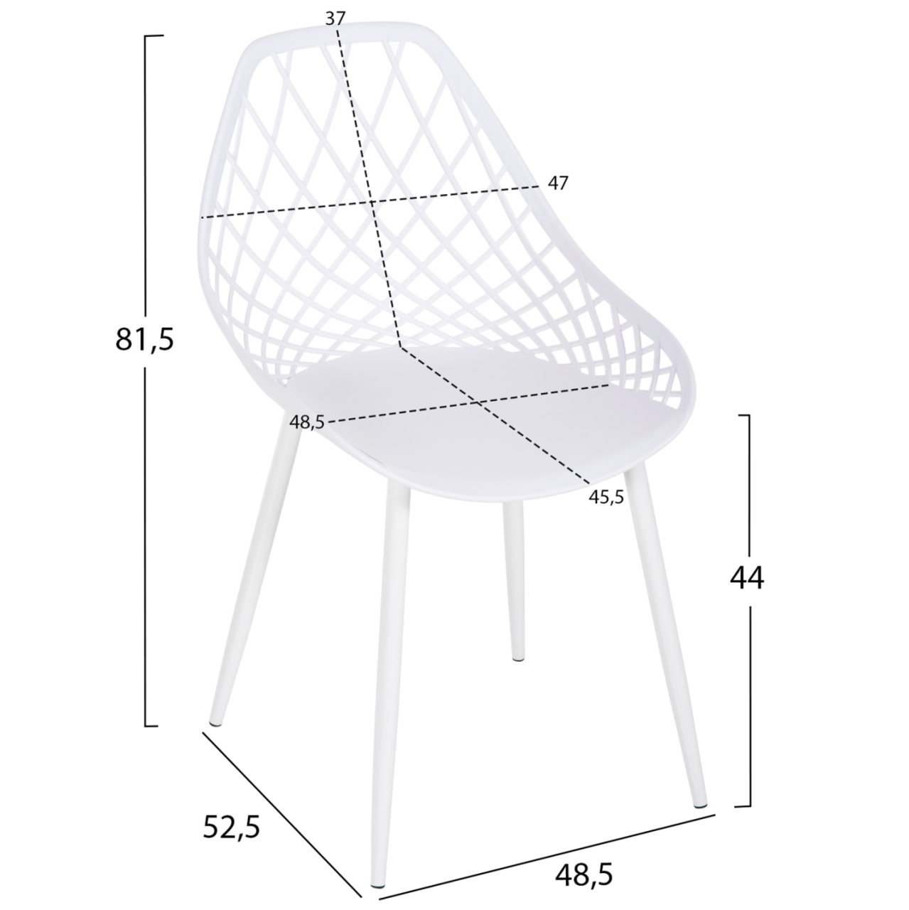 CHAIR POLYPROPYLENE LIO HM9524.11 IN WHITE COLOR WITH WHITE METAL LEGS 52x53x82Hcm. [2]