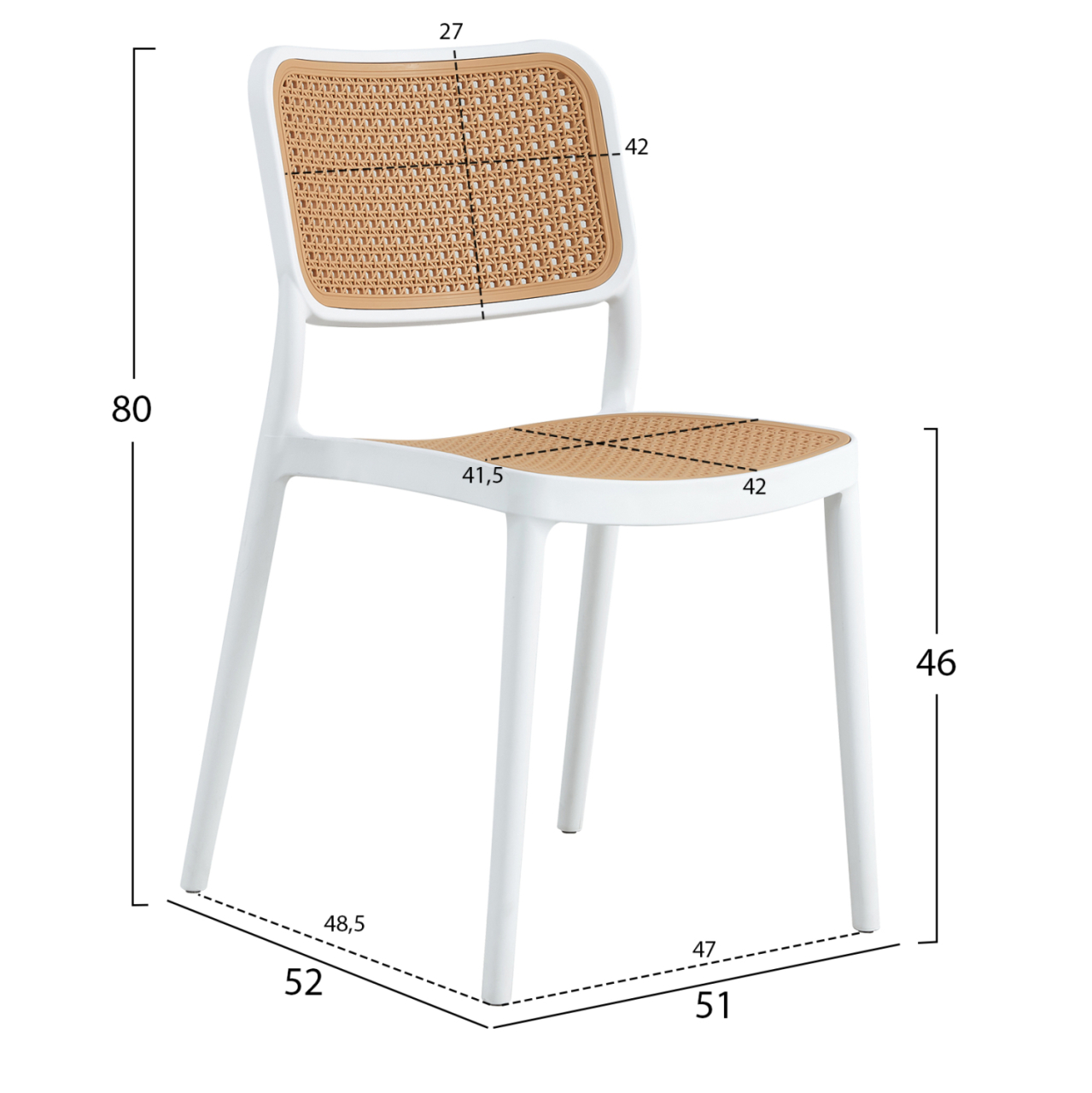 CHAIR POLYPROPYLENE MEKO HM5934.01 WHITE AND BEIGE 51x52x80Hcm. [2]