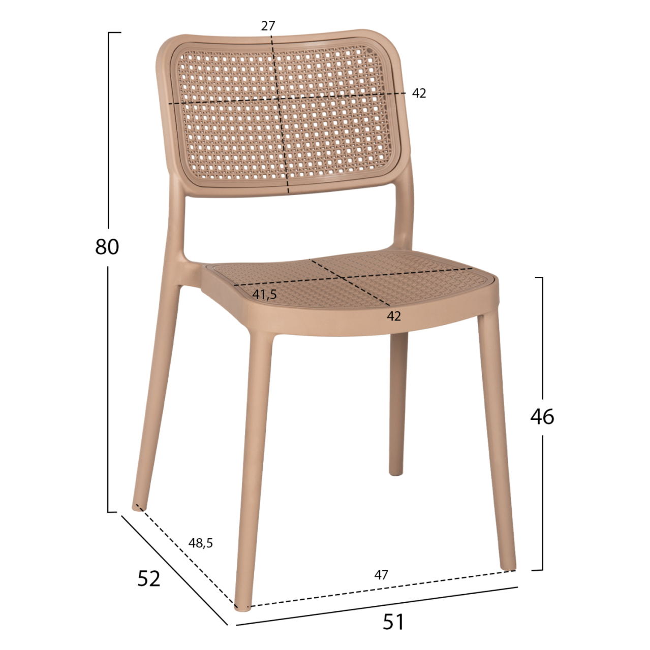 CHAIR POLYPROPYLENE MEKO HM5934.03 CAPPUCCINO 51x52x80Hcm. [2]