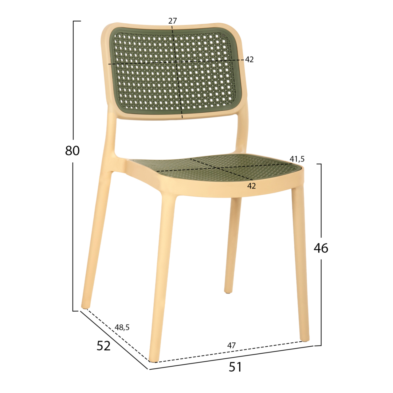CHAIR POLYPROPYLENE MEKO HM5934.04 BEIGE AND OLIVE GREEN 51x52x80Hcm. [2]