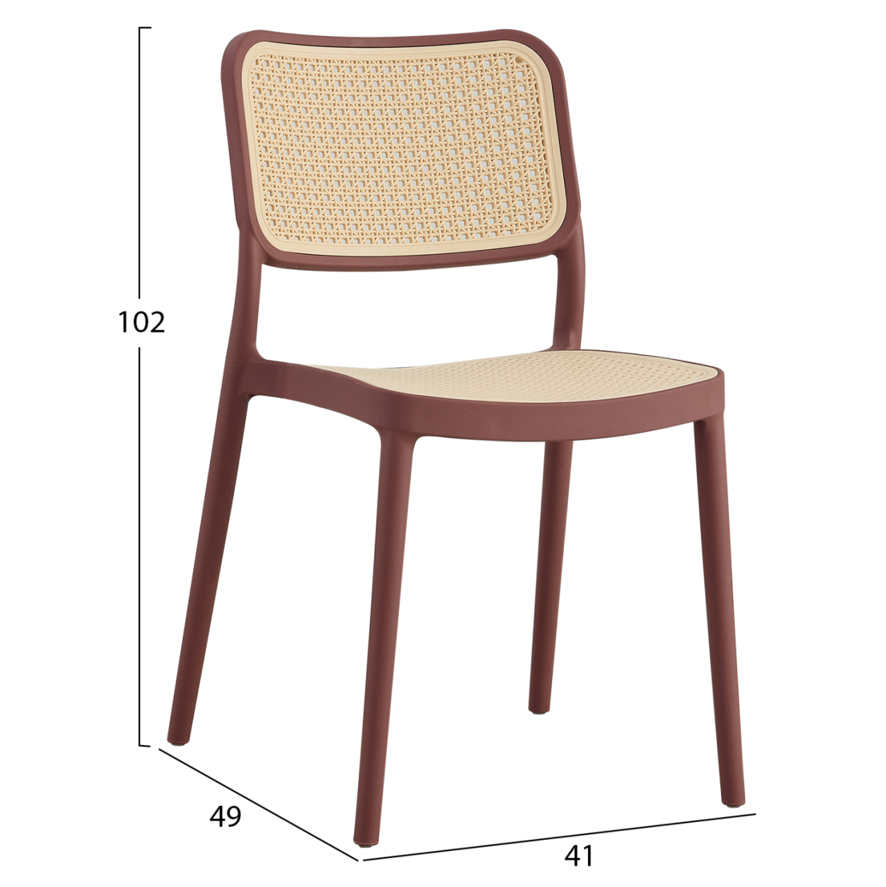 CHAIR POLYPROPYLENE MEKO HM5934.05 MAROON AND BEIGE 51x52x80Hcm. [2]