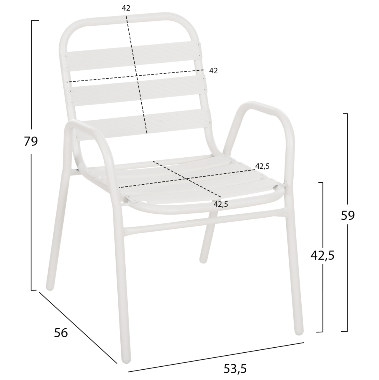 CHAIR PRELUDE HM5970.02 METAL FRAME-ALUMINUM SEAT and BACKREST-WHITE 54x56x79Hcm. [2]