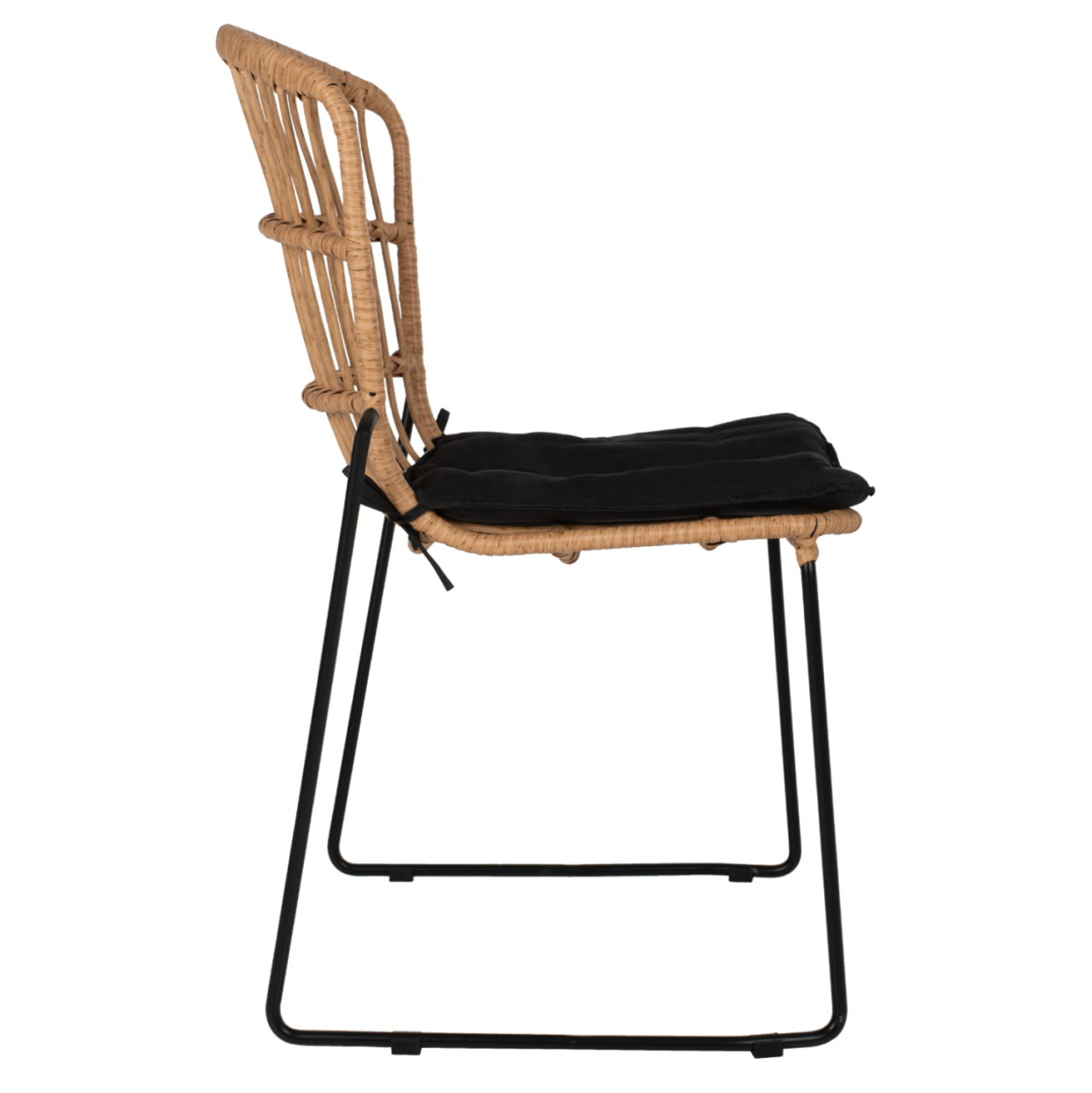 CHAIR PROFESSIONAL METAL BLACK CUSHION BLACK RATTAN NATURAL 51.5x58x86Hcm.HM5866.01 [4]