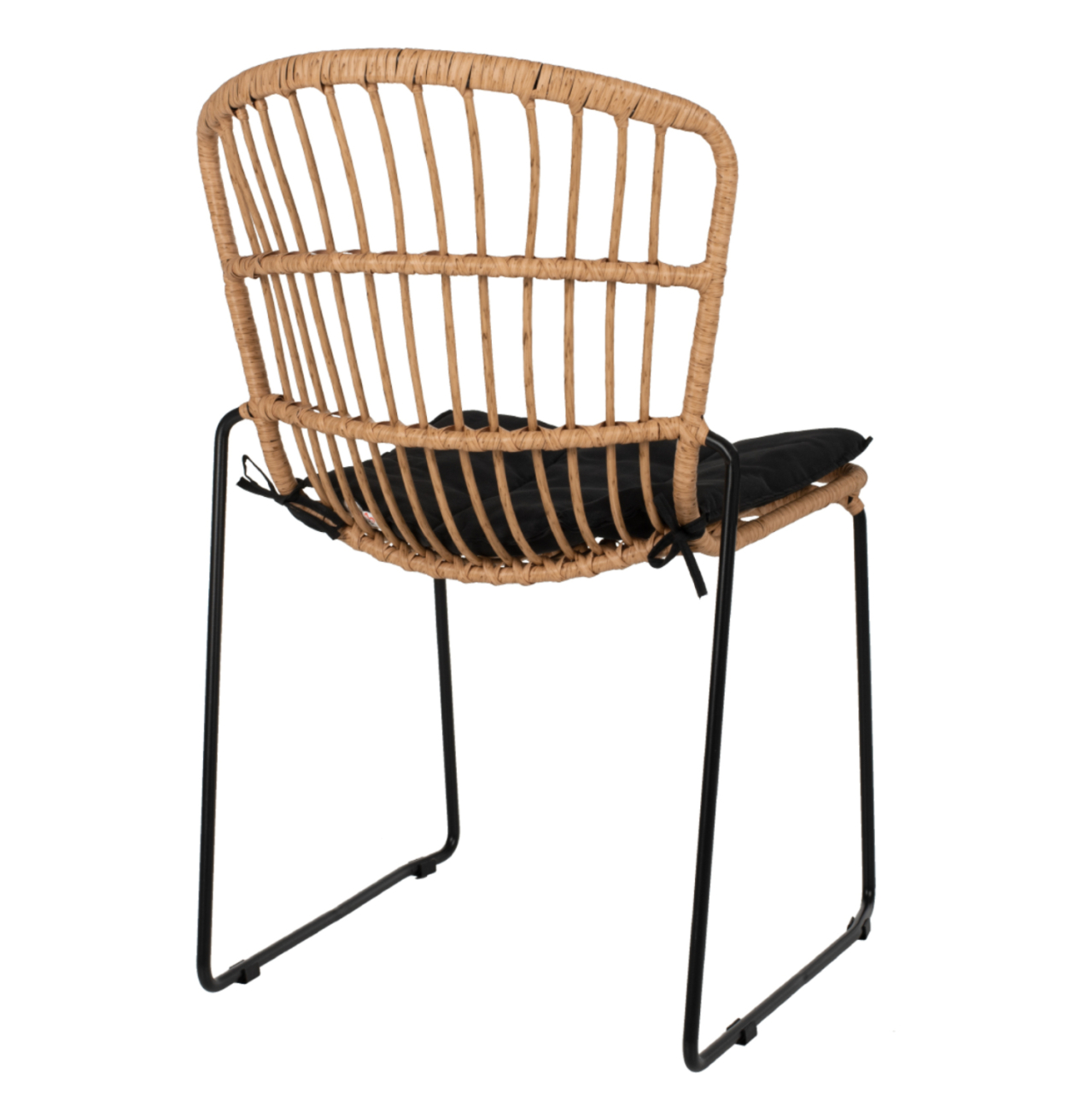 CHAIR PROFESSIONAL METAL BLACK CUSHION BLACK RATTAN NATURAL 51.5x58x86Hcm.HM5866.01 [5]