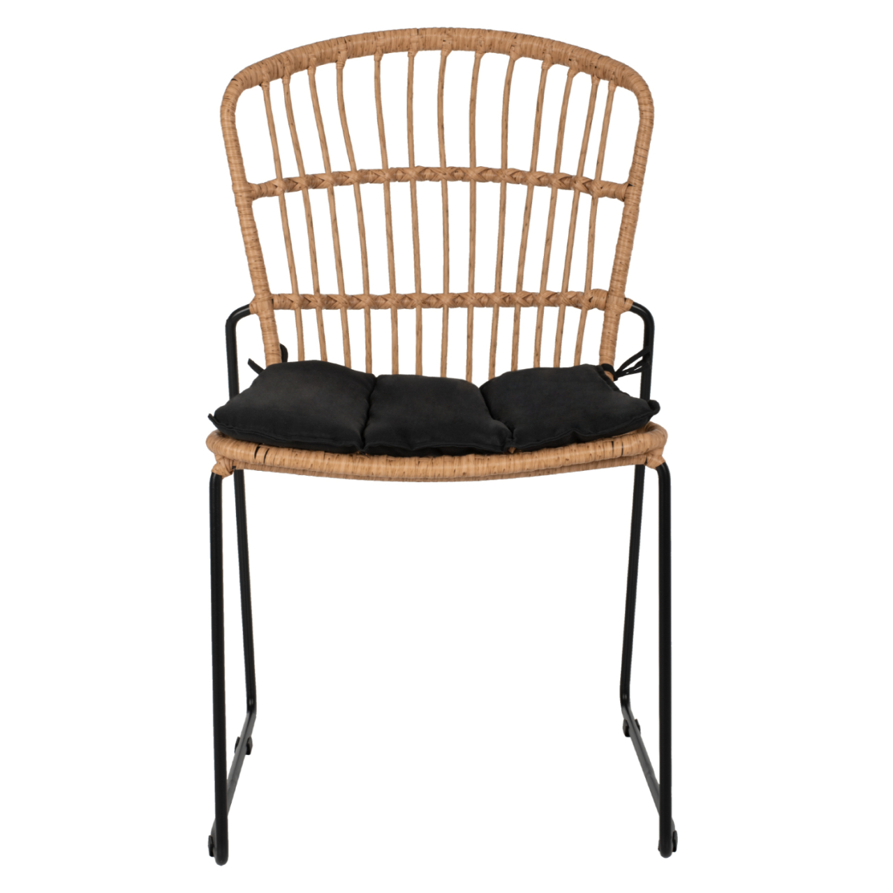 CHAIR PROFESSIONAL METAL BLACK CUSHION BLACK RATTAN NATURAL 51.5x58x86Hcm.HM5866.01 [3]
