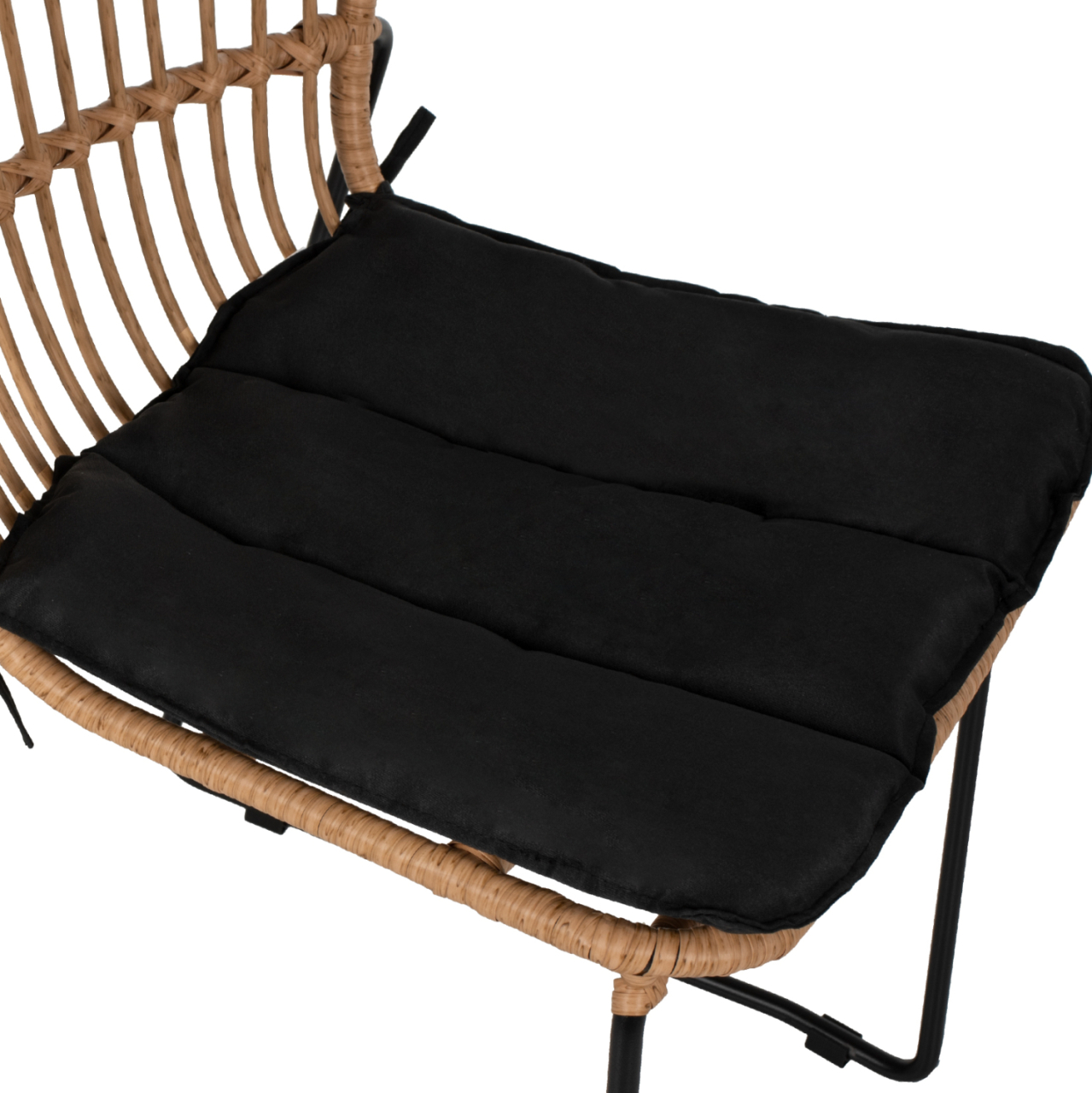 CHAIR PROFESSIONAL METAL BLACK CUSHION BLACK RATTAN NATURAL 51.5x58x86Hcm.HM5866.01 [9]