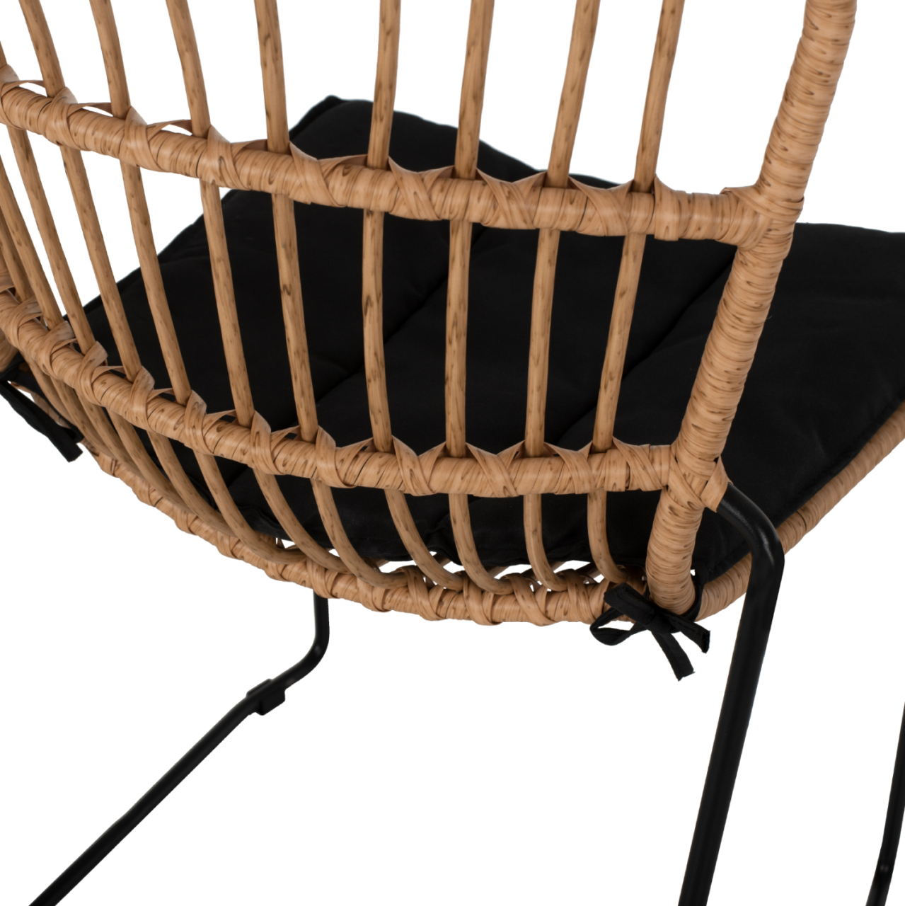 CHAIR PROFESSIONAL METAL BLACK CUSHION BLACK RATTAN NATURAL 51.5x58x86Hcm.HM5866.01 [8]