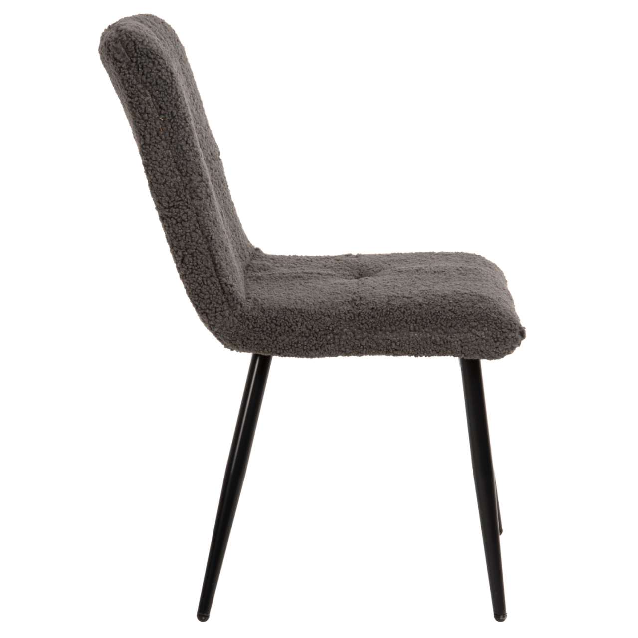 CHAIR SHELLY HM8590.01 TEDDY FABRIC IN GREY-BLACK METAL LEGS 48x64x87Hcm. [4]