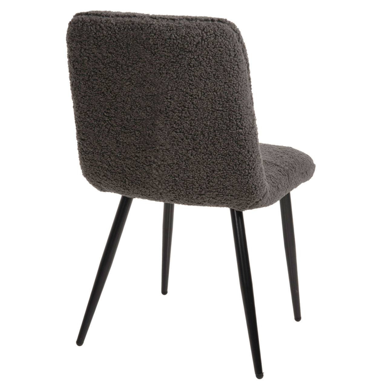CHAIR SHELLY HM8590.01 TEDDY FABRIC IN GREY-BLACK METAL LEGS 48x64x87Hcm. [5]