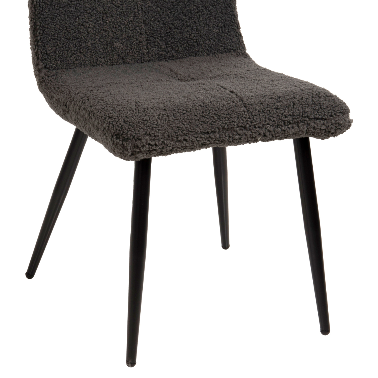 CHAIR SHELLY HM8590.01 TEDDY FABRIC IN GREY-BLACK METAL LEGS 48x64x87Hcm. [10]