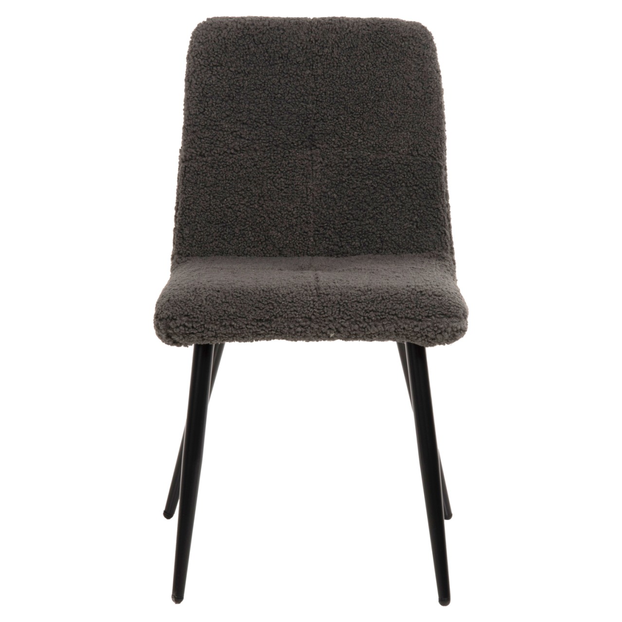 CHAIR SHELLY HM8590.01 TEDDY FABRIC IN GREY-BLACK METAL LEGS 48x64x87Hcm. [3]