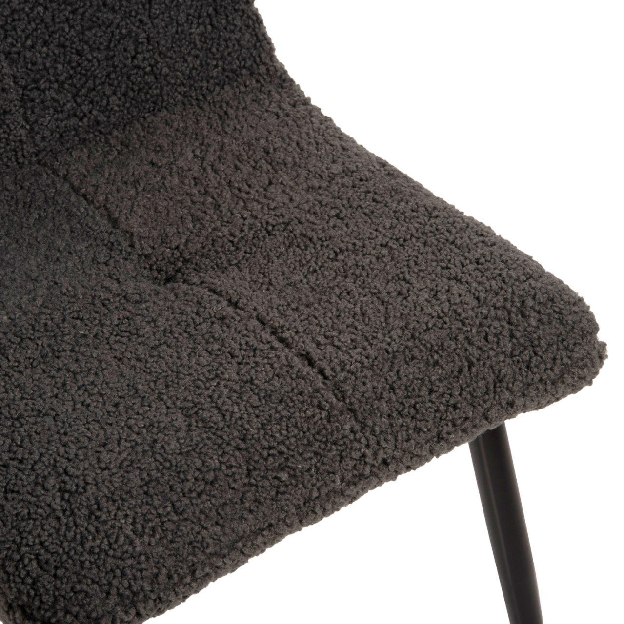 CHAIR SHELLY HM8590.01 TEDDY FABRIC IN GREY-BLACK METAL LEGS 48x64x87Hcm. [8]