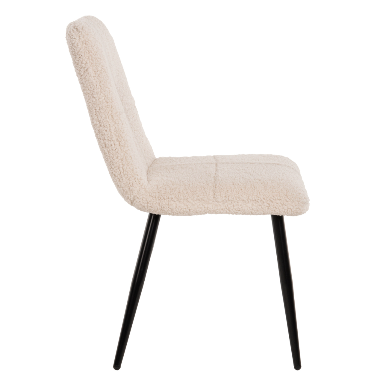 CHAIR SHELLY HM8590.02 TEDDY FABRIC IN WHITE-BLACK METAL LEGS 48x64x87Hcm. [4]