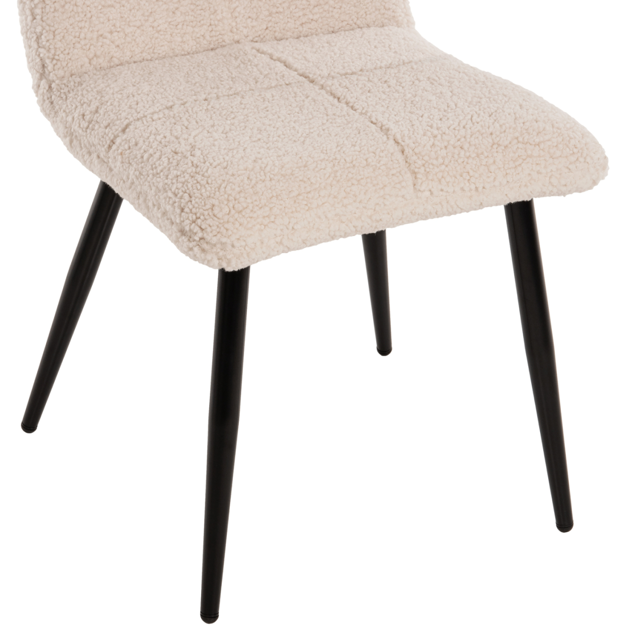 CHAIR SHELLY HM8590.02 TEDDY FABRIC IN WHITE-BLACK METAL LEGS 48x64x87Hcm. [8]
