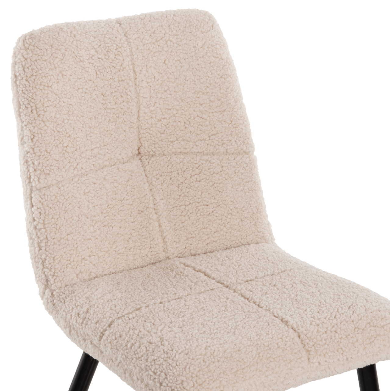 CHAIR SHELLY HM8590.02 TEDDY FABRIC IN WHITE-BLACK METAL LEGS 48x64x87Hcm. [7]