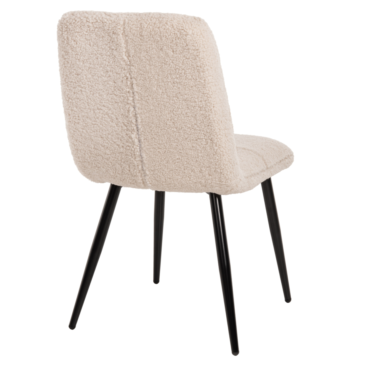 CHAIR SHELLY HM8590.02 TEDDY FABRIC IN WHITE-BLACK METAL LEGS 48x64x87Hcm. [5]