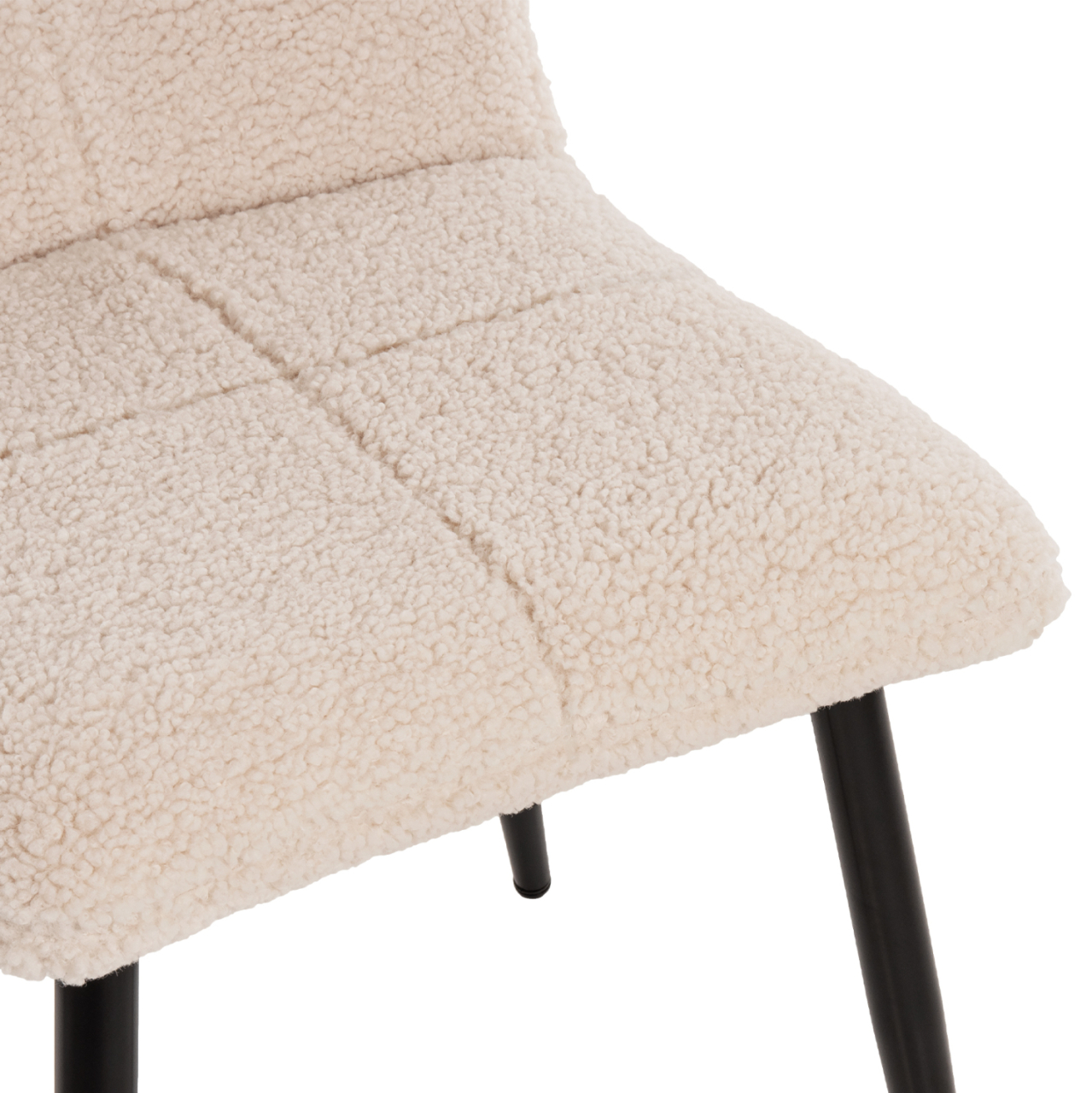CHAIR SHELLY HM8590.02 TEDDY FABRIC IN WHITE-BLACK METAL LEGS 48x64x87Hcm. [9]