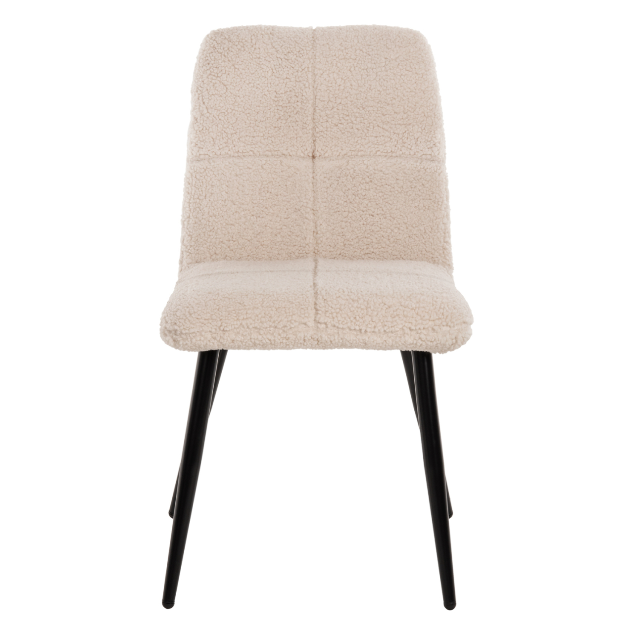 CHAIR SHELLY HM8590.02 TEDDY FABRIC IN WHITE-BLACK METAL LEGS 48x64x87Hcm. [3]