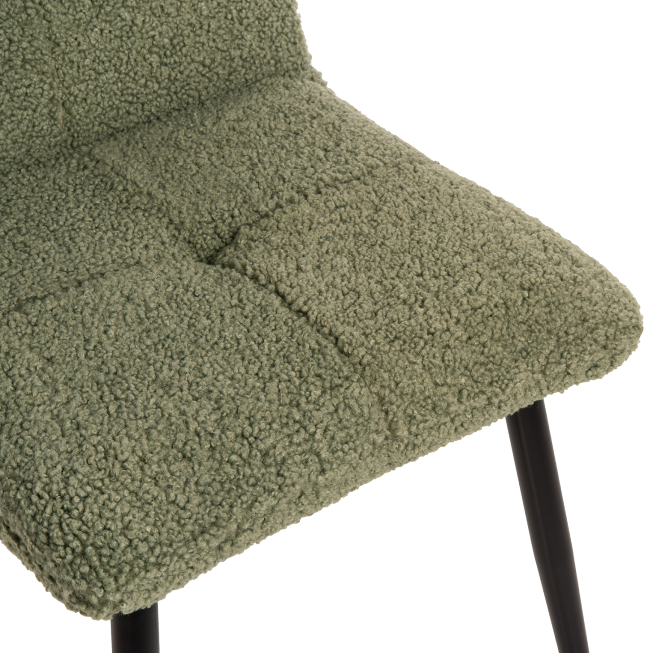 CHAIR SHELLY HM8590.03 TEDDY FABRIC IN PISTACHIO GREEN-BLACK METAL LEGS 48x64x87Hcm. [9]