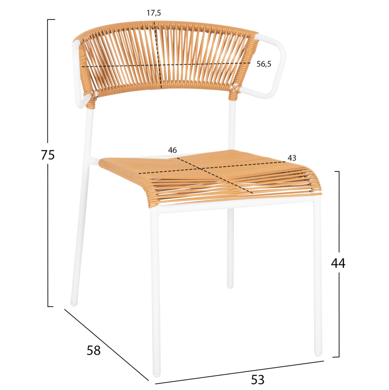 CHAIR SUKI HM6053.01 METAL IN WHITE AND SYNTHETIC RATTAN IN NATURAL COLOR 54x62x80Hcm. [2]