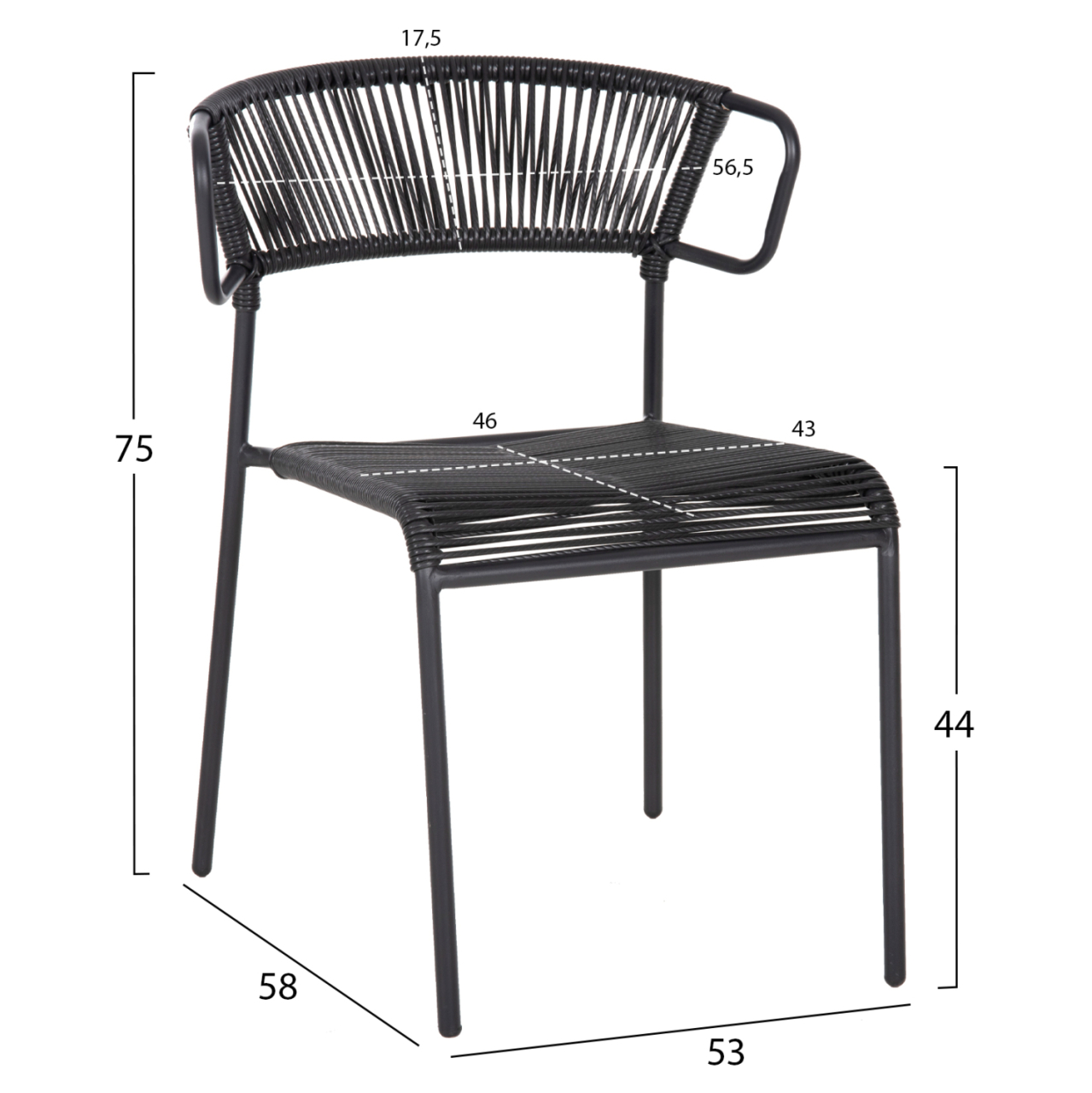 CHAIR SUKI HM6053.02 METAL AND SYNTHETIC RATTAN IN BLACK COLOR 54x62x80Hcm. [2]