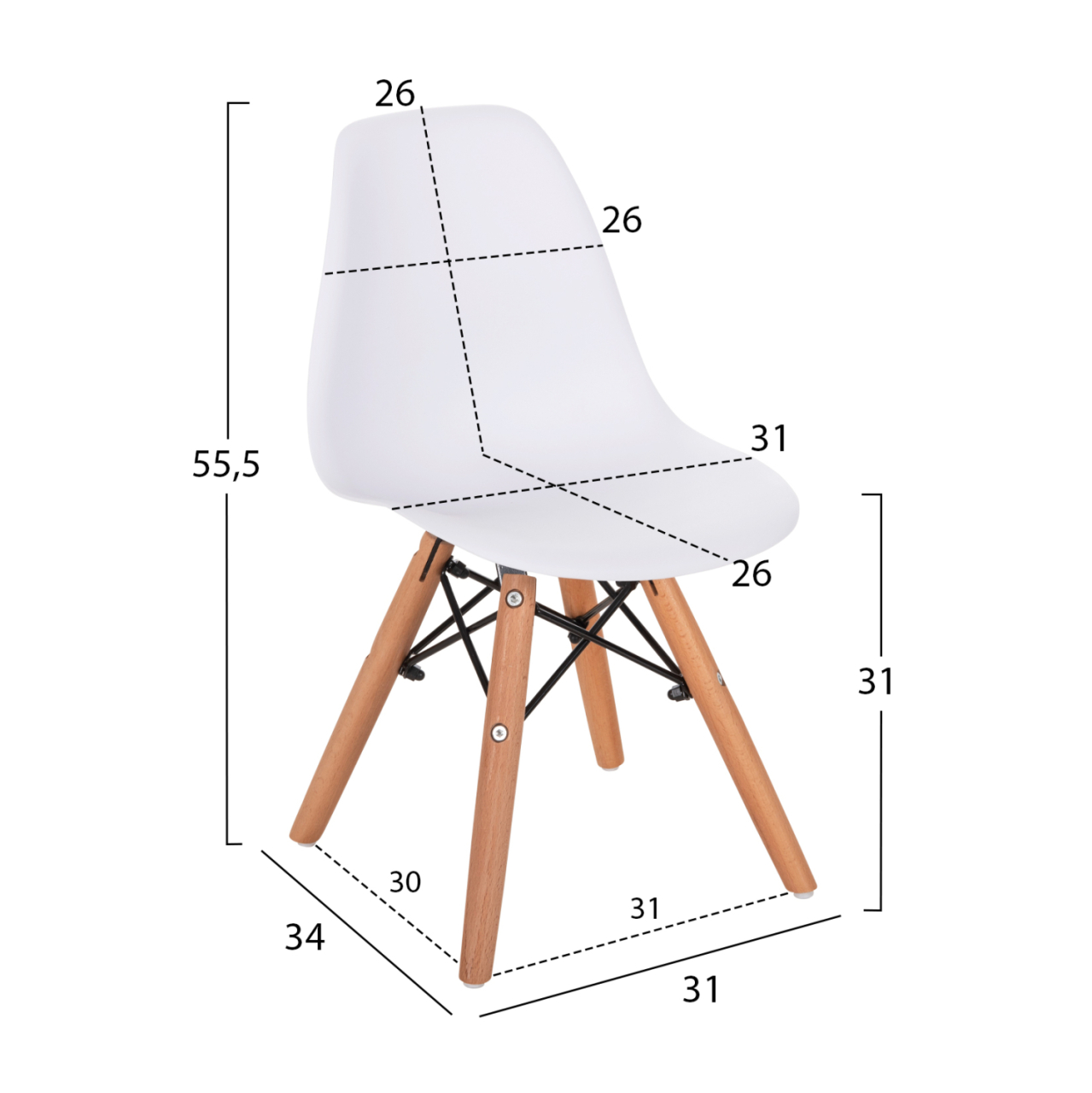 Chair Twist Kid HM8453.01 with wooden legs and seat PP white 31x34x55.5H [2]